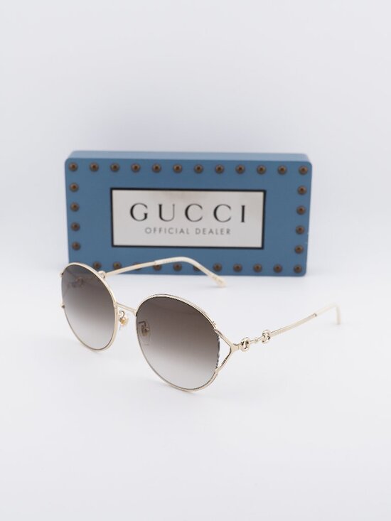 Gucci Accessories - Gucci GG1017SK 003 Round Sunglasses - Gold / Brown